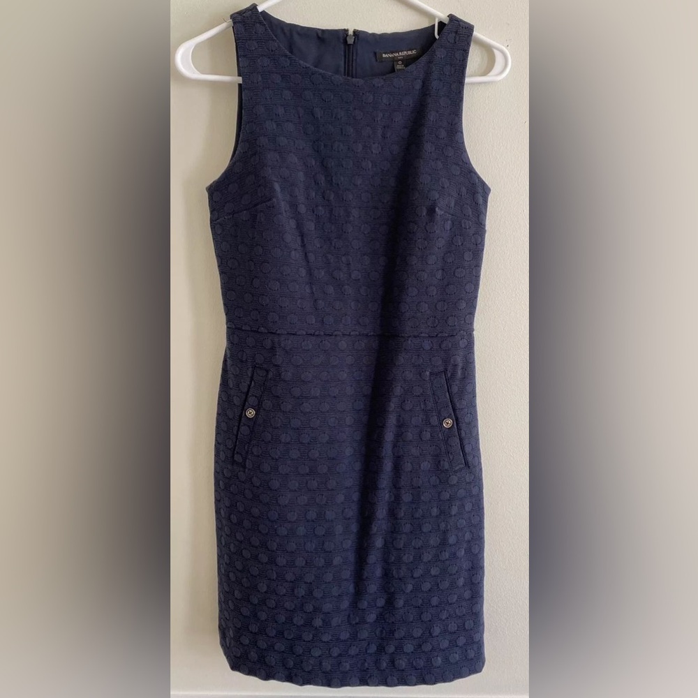 Navy Textured Dot Banana Republic Dress